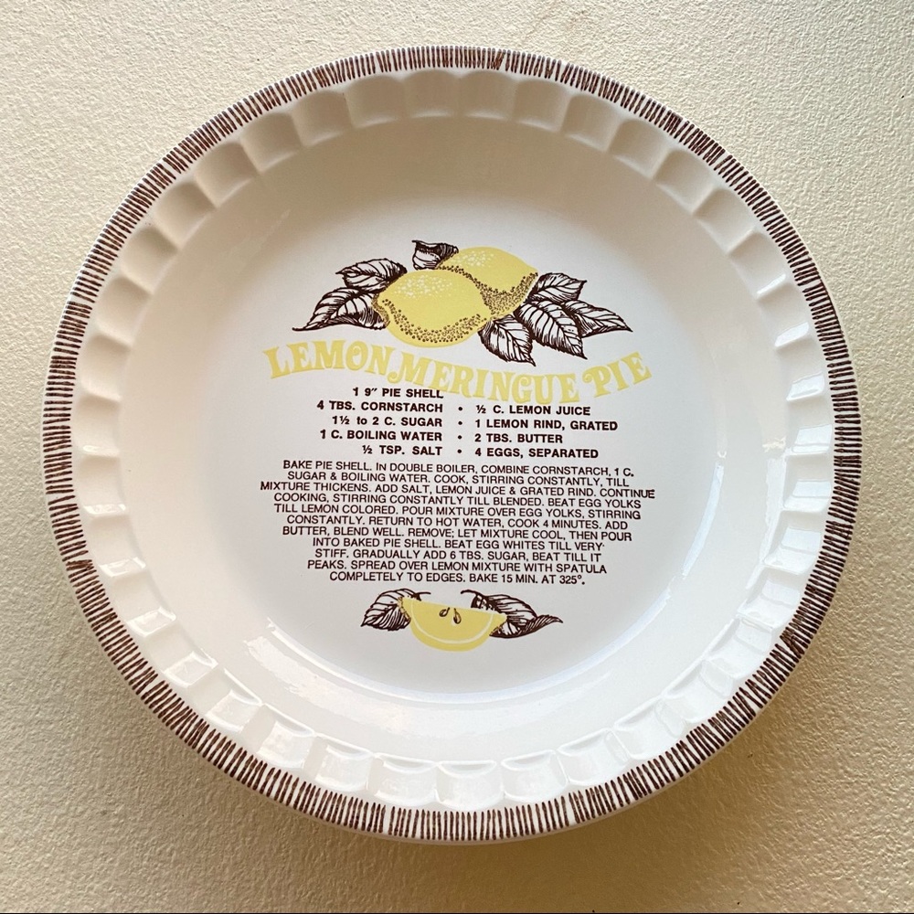Vtg Jeannette Lemon Meringue Pie plate recipe Dish